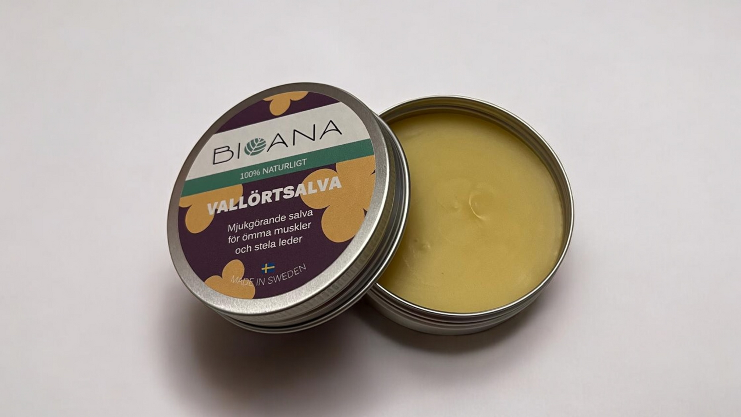 Vallörtsalva med arnica, för ömma muskler och stela leder